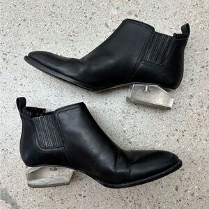 Alexander Wang Black Leather Chelsea Booties with Clear Lucite Heel